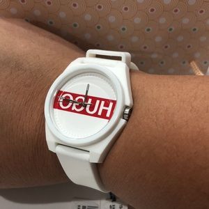 New Hugo Boss #Play White Silicone Red face watch